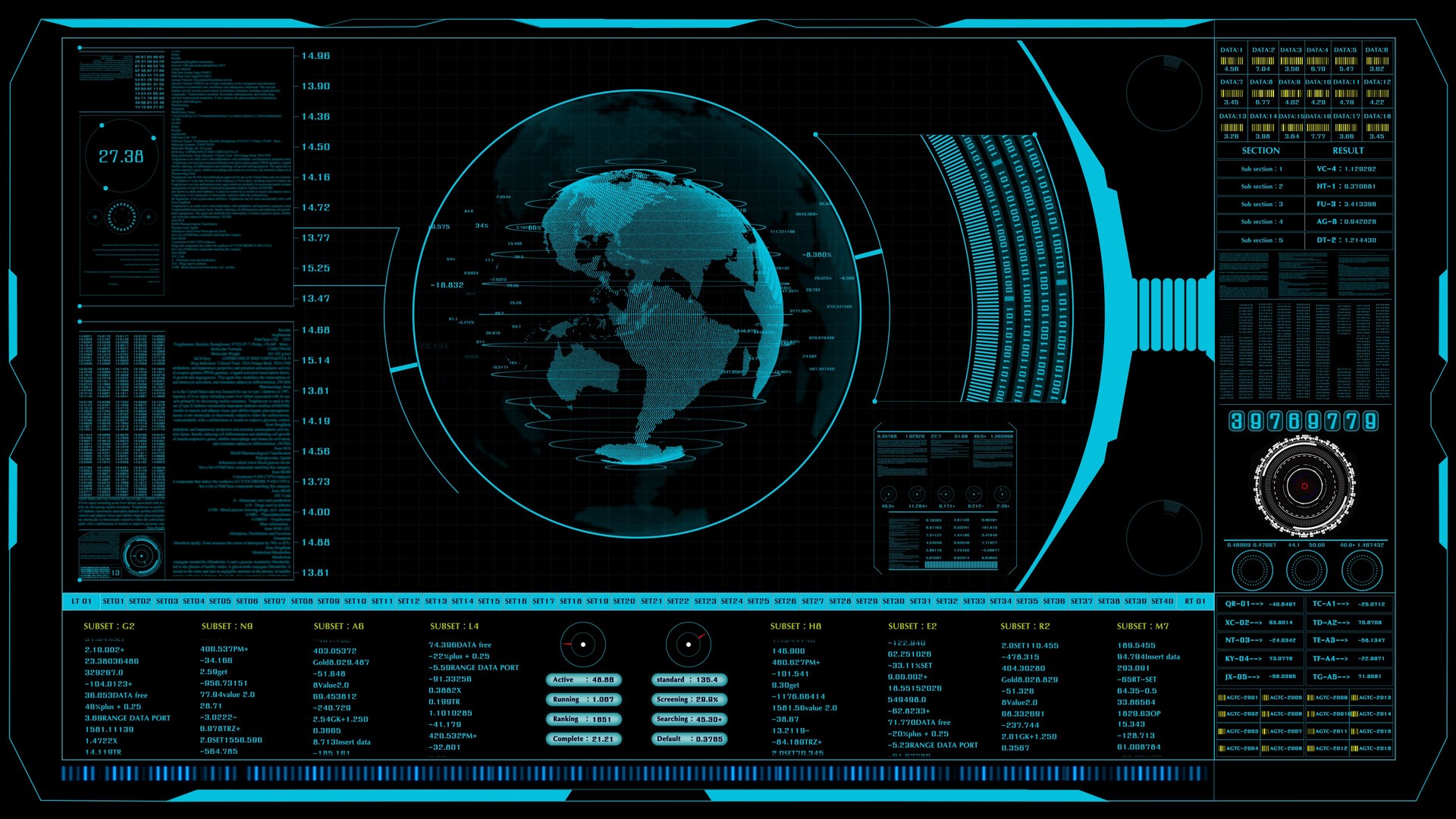 HUD The world digital data cyber technology background.